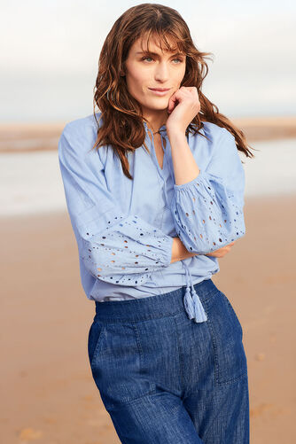 Autonomy - High Neck Broderie Detail Blouse